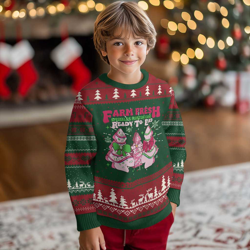 Farm Fresh Christmas Tree Cakes Coquette Ugly Christmas Sweater