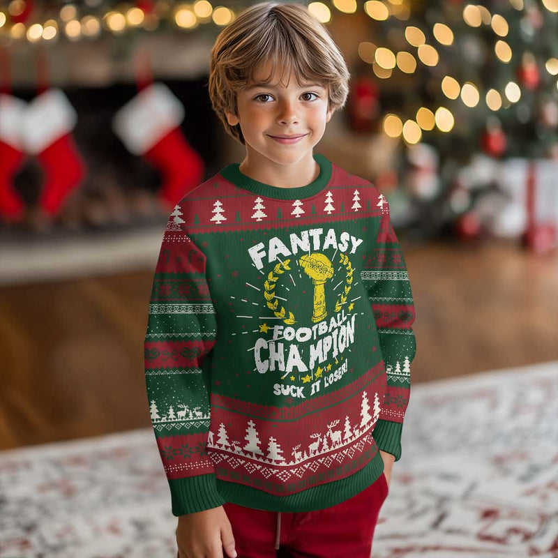 Fantasy Football Legend Knitted Sweatshirt Suck It Loser Funny Champ Champion Draft