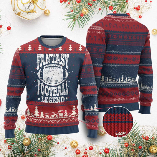 Fantasy Football Legend Knitted Sweatshirt Funny Gameday Dad