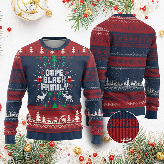 African American Family Ugly Christmas Sweater Dope Black Family Matching Ugly Christmas