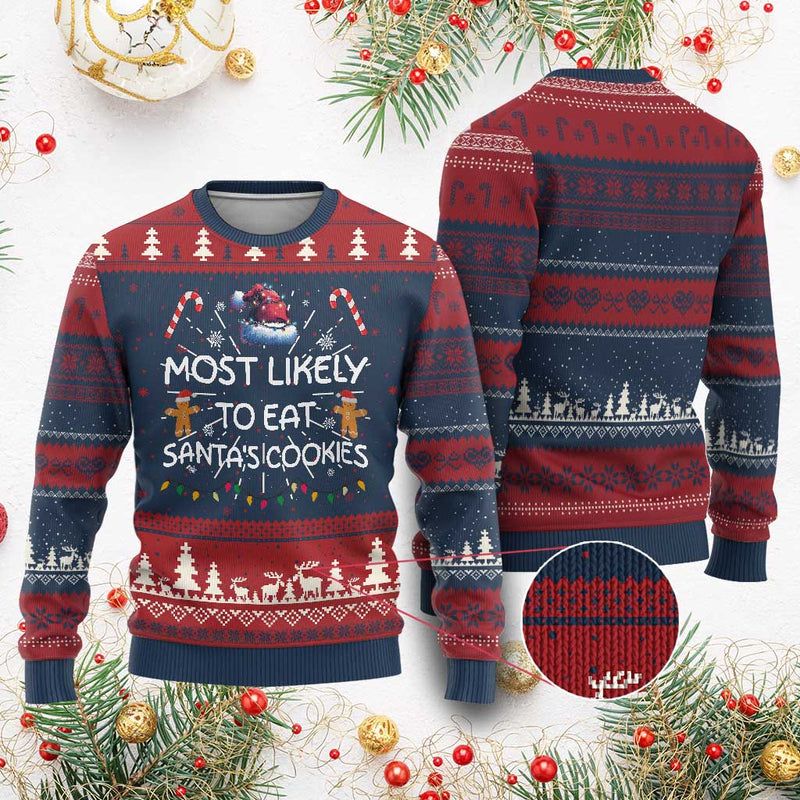 Family Matching Ugly Christmas Sweater Most Likely To Eat Santas Cookies Xmas Gifts