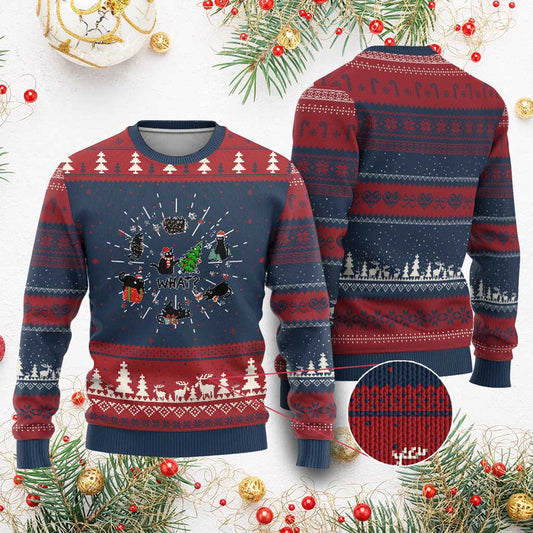 Cute Cat Christmas Ugly Christmas Sweater What? Funny Meowy Catmas Gift For New Year