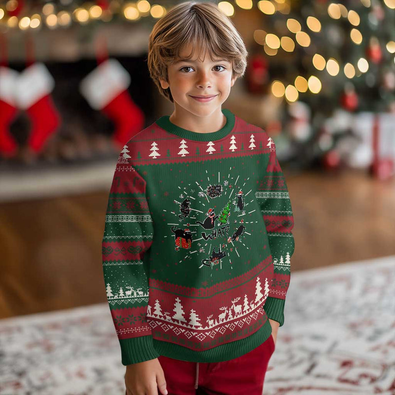Cute Cat Christmas Ugly Christmas Sweater What? Funny Meowy Catmas Gift For New Year