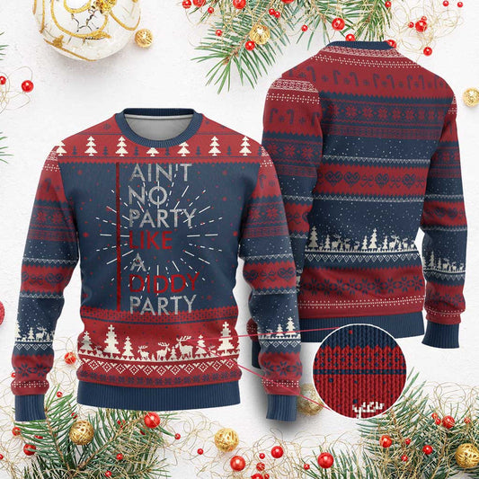 Ain&#39;t No Party Like A Diddy Party Ugly Christmas Sweater Vintage Striped